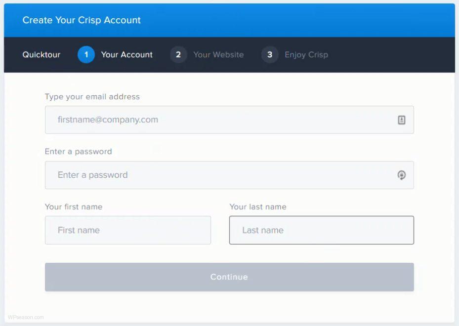 Crisp Live Chat register