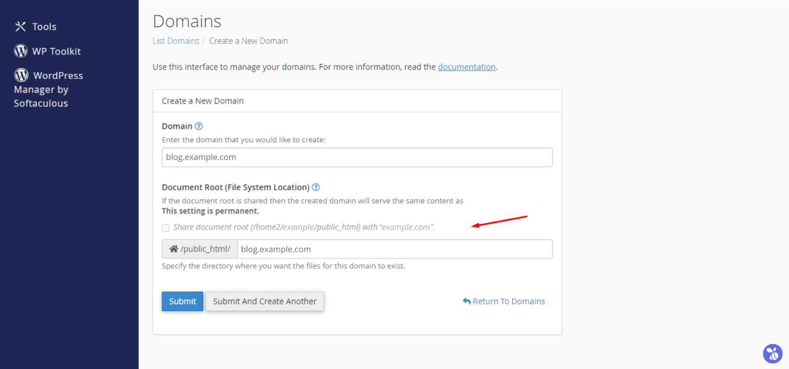 Share document root - سی پنل